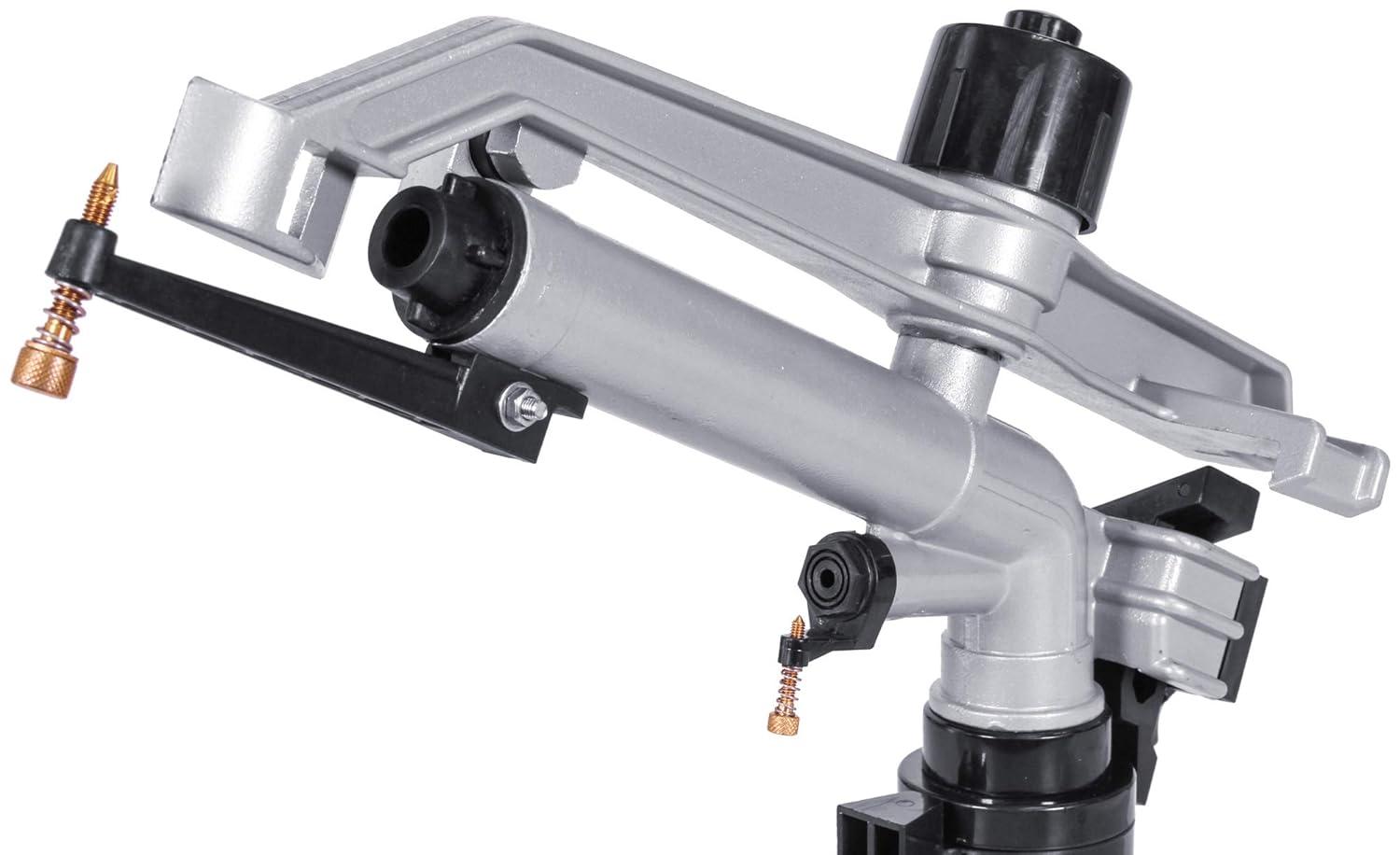Silver and Black 1-1/2" FNPT Impact Mini-Gun Sprinkler with Brass Base