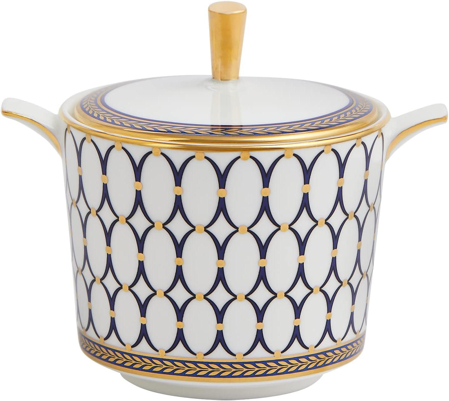 Navy and Gold Geometric Fine Bone China Sugar Bowl