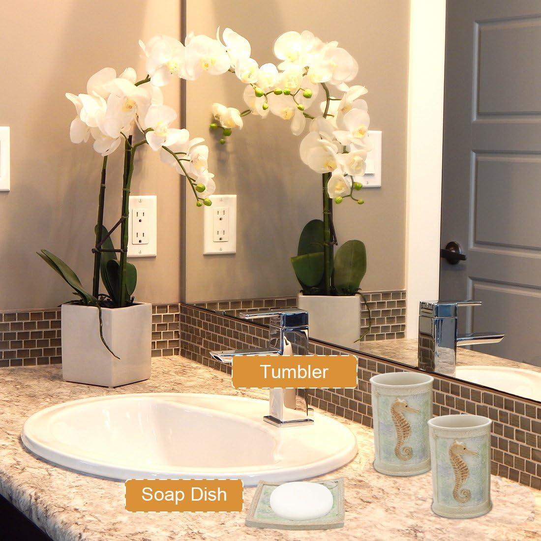 Rosecliff Heights Set, 5 PCS Beach Seashells Ensemble Set Includs Soap Dispenser, Soap Dish, Tumbler, Toothbrush Holder - Ivory Polyresin Set For Home, Office, Superior Hotel | Wayfair