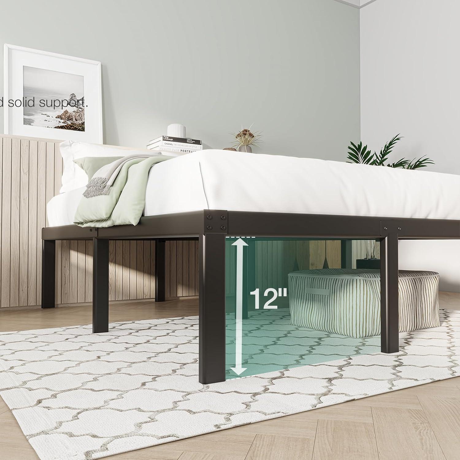 Novilla King Size Bed Frame, 14 Inch Metal Platform Bed Frame King Size with Storage Space Under Bed, Heavy Duty Steel Slat Support, Easy Assembly, No Box Spring Needed