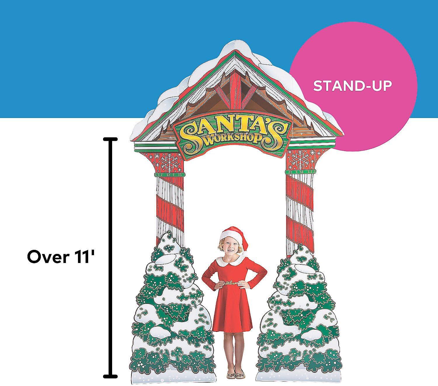 3D Santa’s Workshop Archway Cardboard Stand-Up, Christmas, Party Decor, 1 Piece