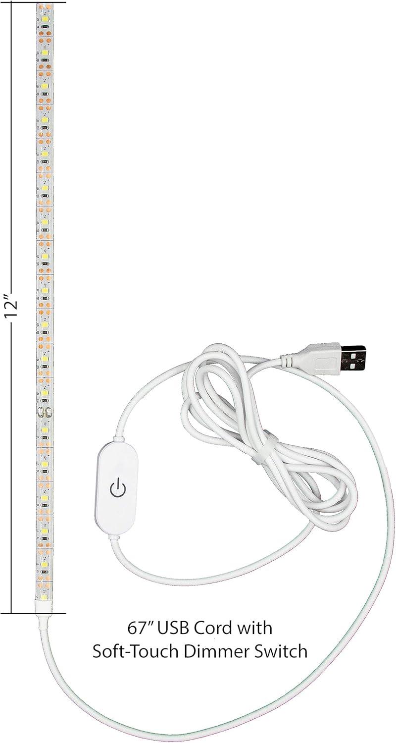 The Light Multipurpose LED Lighting Strips for Sewing, Quilting, Crafting and More. Incudes: 12" LED Light Strip, 67" Power Cord, 3M Adhesive VHB Tape & Mounting Clips