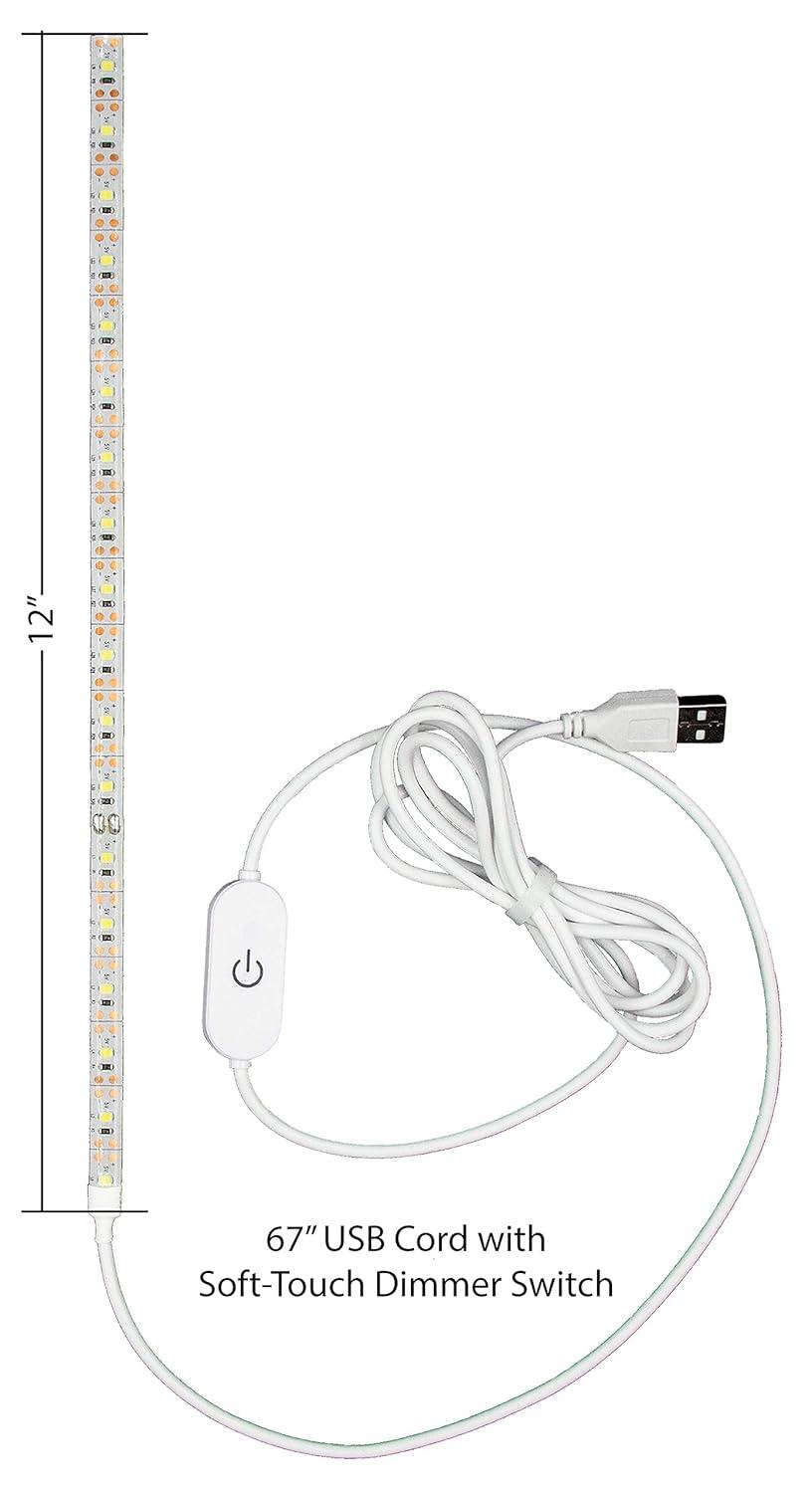 The Light Multipurpose LED Lighting Strips for Sewing, Quilting, Crafting and More. Incudes: 12" LED Light Strip, 67" Power Cord, 3M Adhesive VHB Tape & Mounting Clips