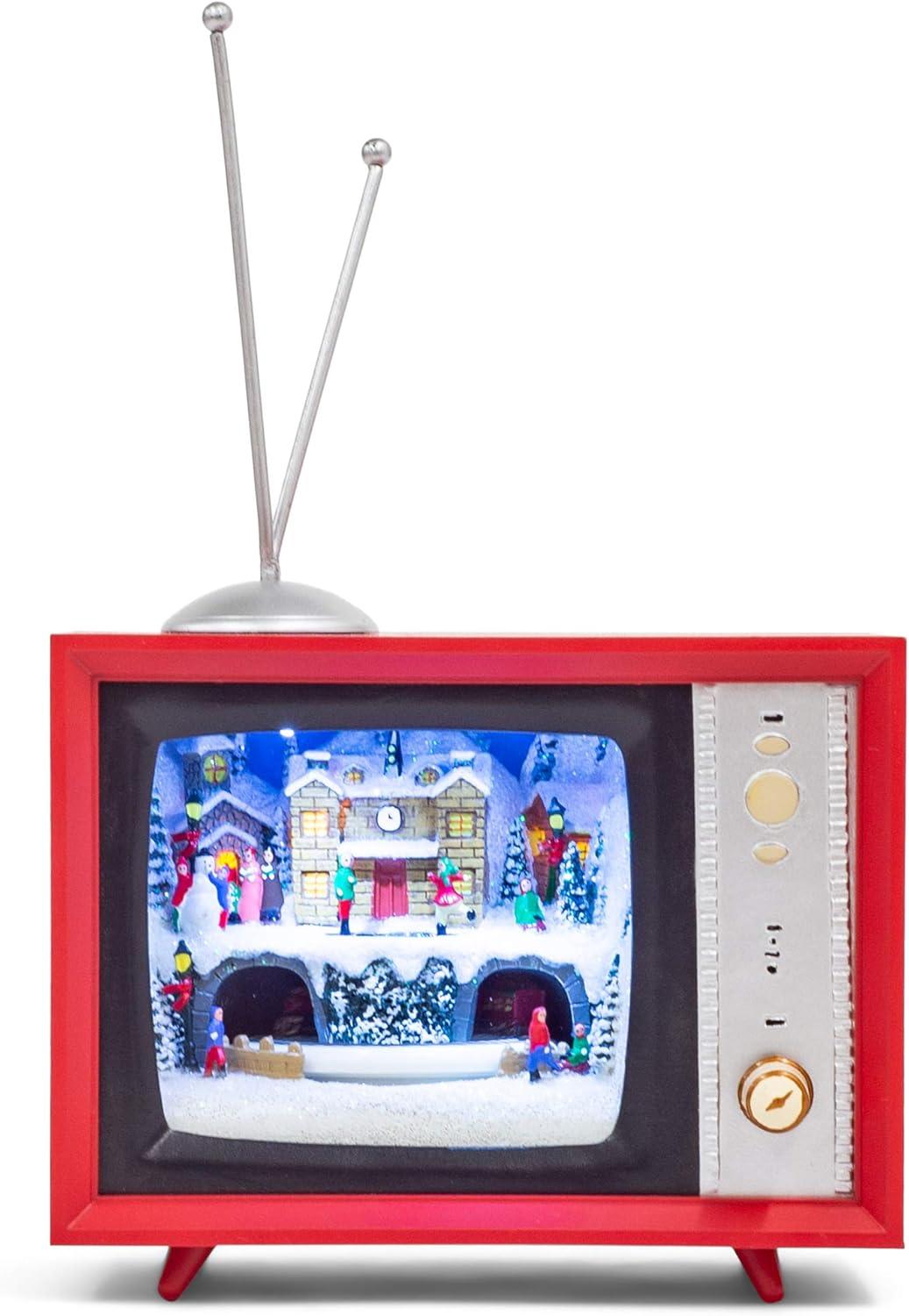 5.25" Red Retro LED TV Christmas Musical Box