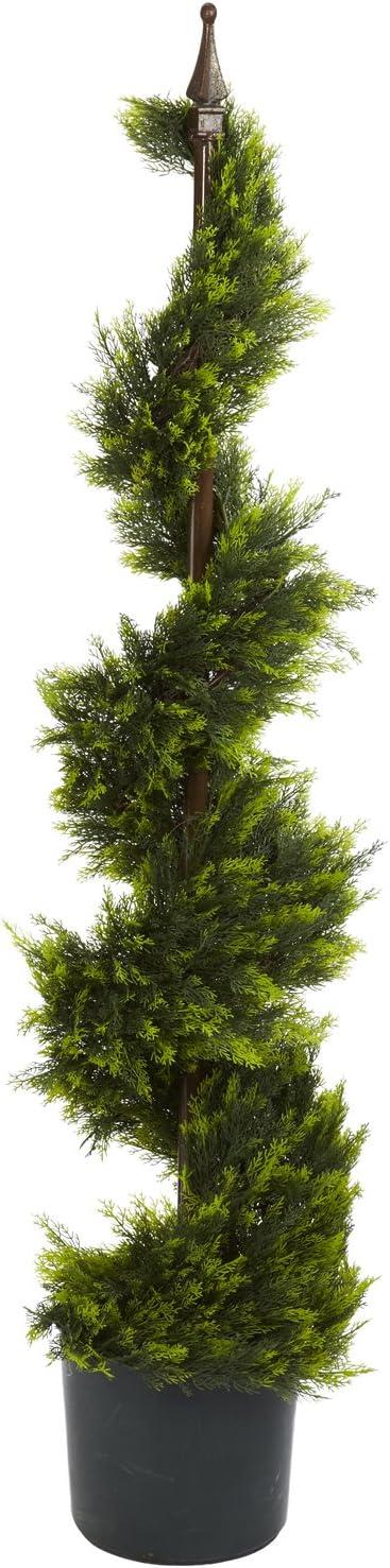 Nearly Natural 4-ft Cypress Spiral Silk Tree