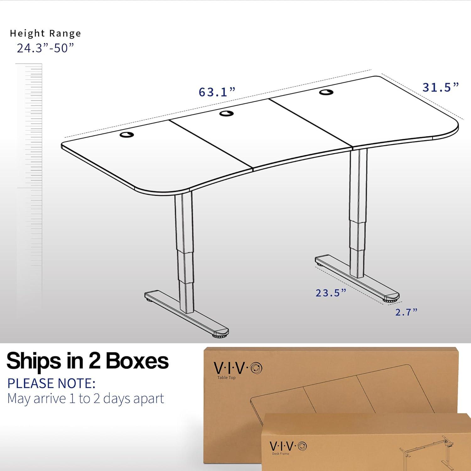 63" White Particle Board Adjustable Height Standing Desk with Dual Motors