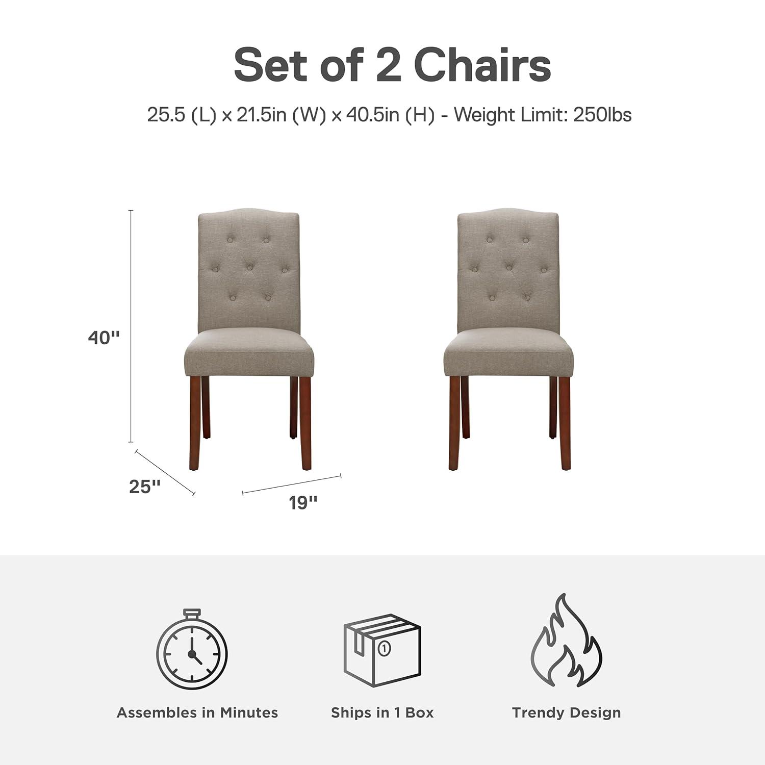 Dorel Living Claudio Tufted Dining or Living Room Accent Chair in Gray