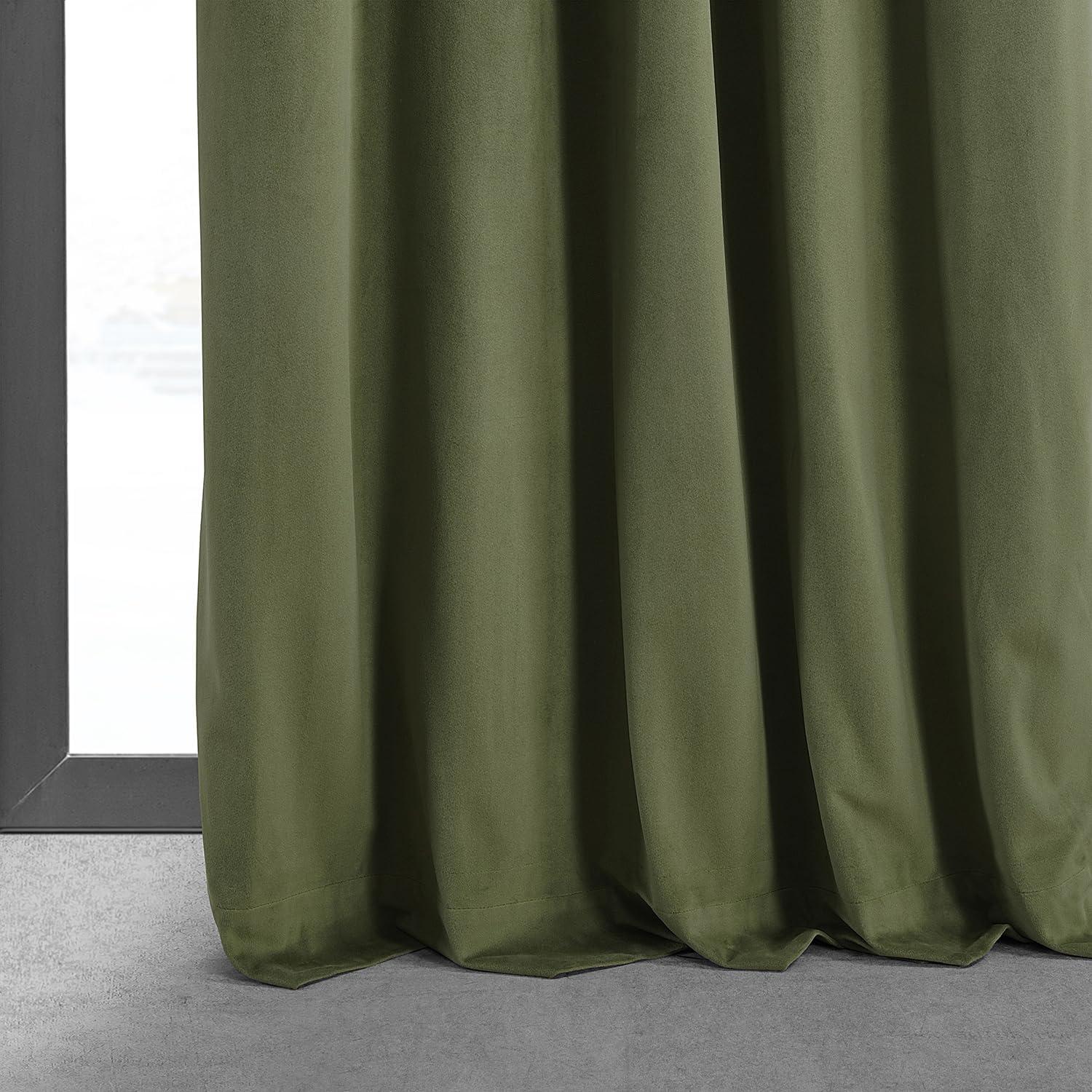 Half Price Drapes Signature Hunter Green Velvet Blackout Curtains For Bedrooms (1 Panel), 50WX 84L