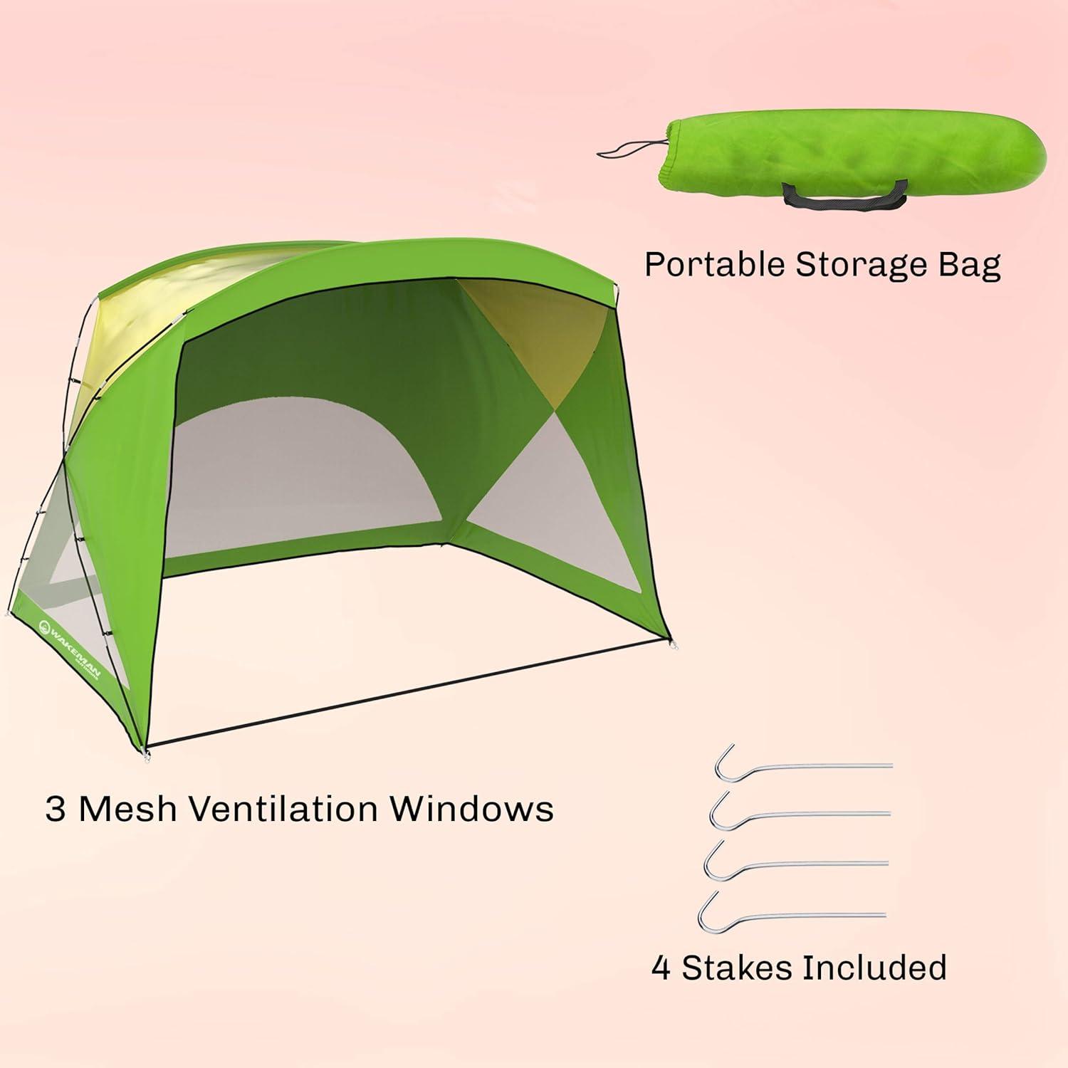 Beach Tent Sun Shelter - Sport Umbrella - UV Protection and Water-Resistant with Carry Bag – Shade Canopy for Families by Wakeman Outdoors (Green)