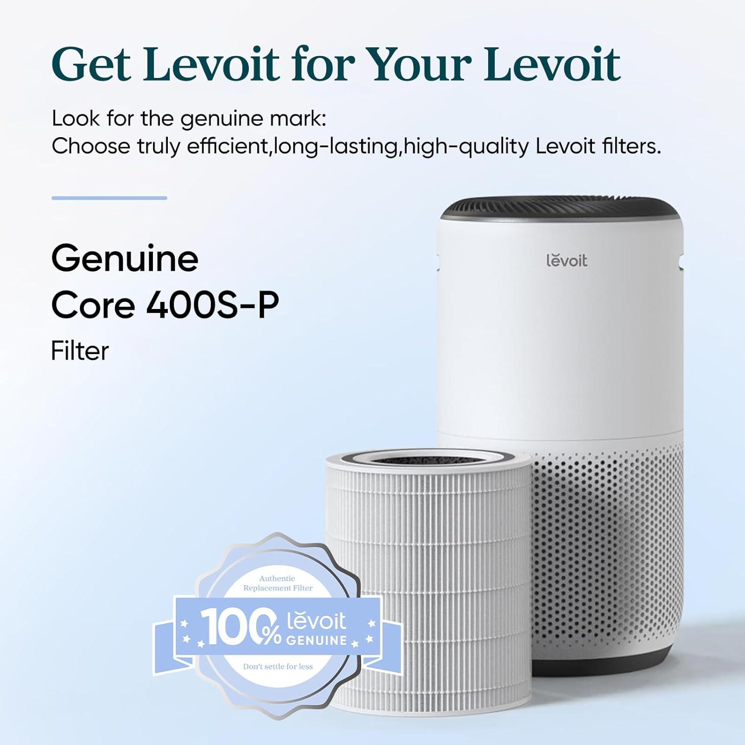 Levoit PlasmaPro 400S Replacement Filter: True HEPA, Captures Odors, Mold, Dust, Pet Dander, Compatible with Levoit Air Purifiers