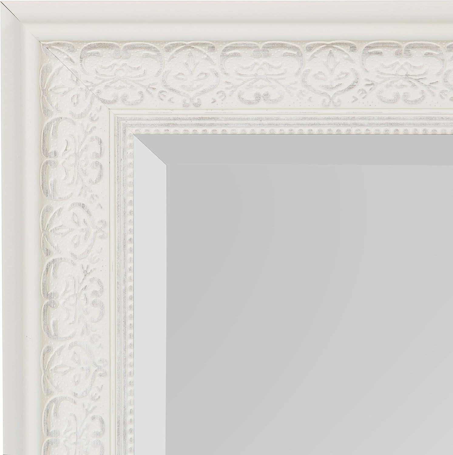 Kate and Laurel - Alysia Decorative Frame Rectangle Wall Mirror, 22.5 x 28.5 White