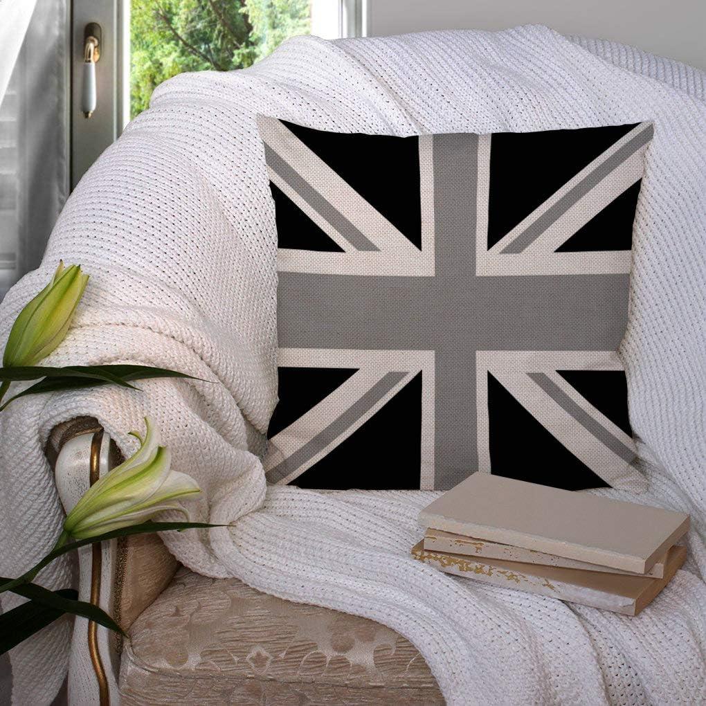 Farmhouse Black and White Union Jack Cotton Pillow Cover, 18" x 18"