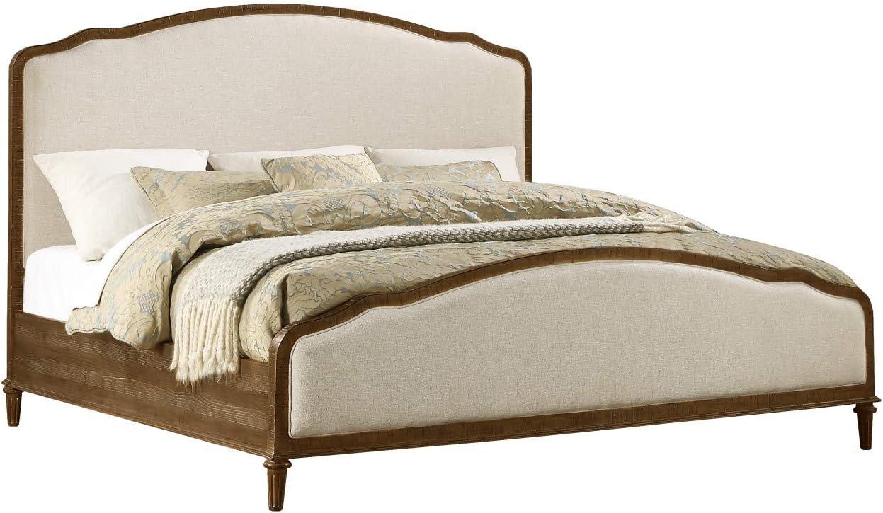 Madrona Burke Cream Queen Bed with Weathered Wood Framing, Headboard And Footboard Panels