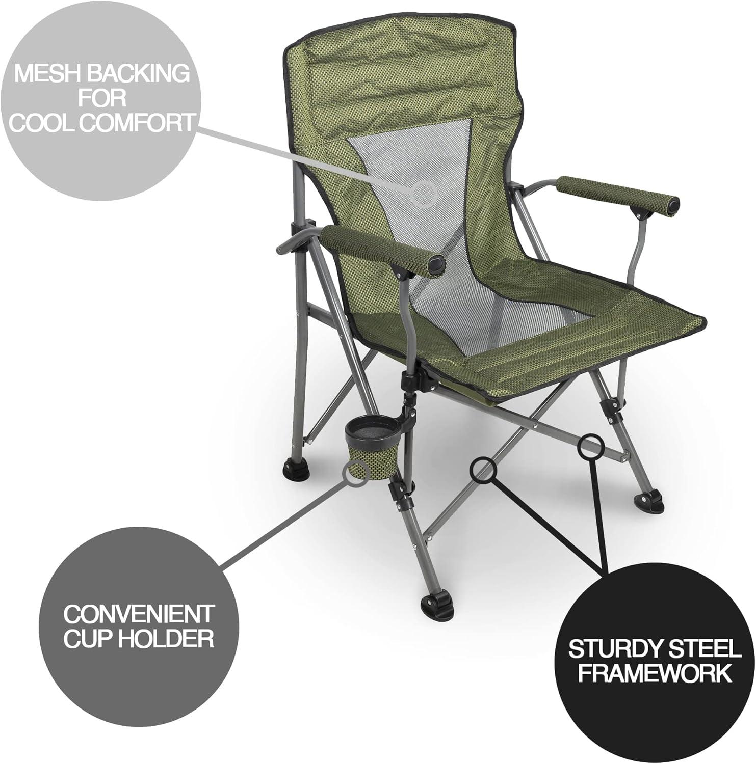 Green Oversized Deluxe Outdoor Sports Arm Chair with Mesh Back