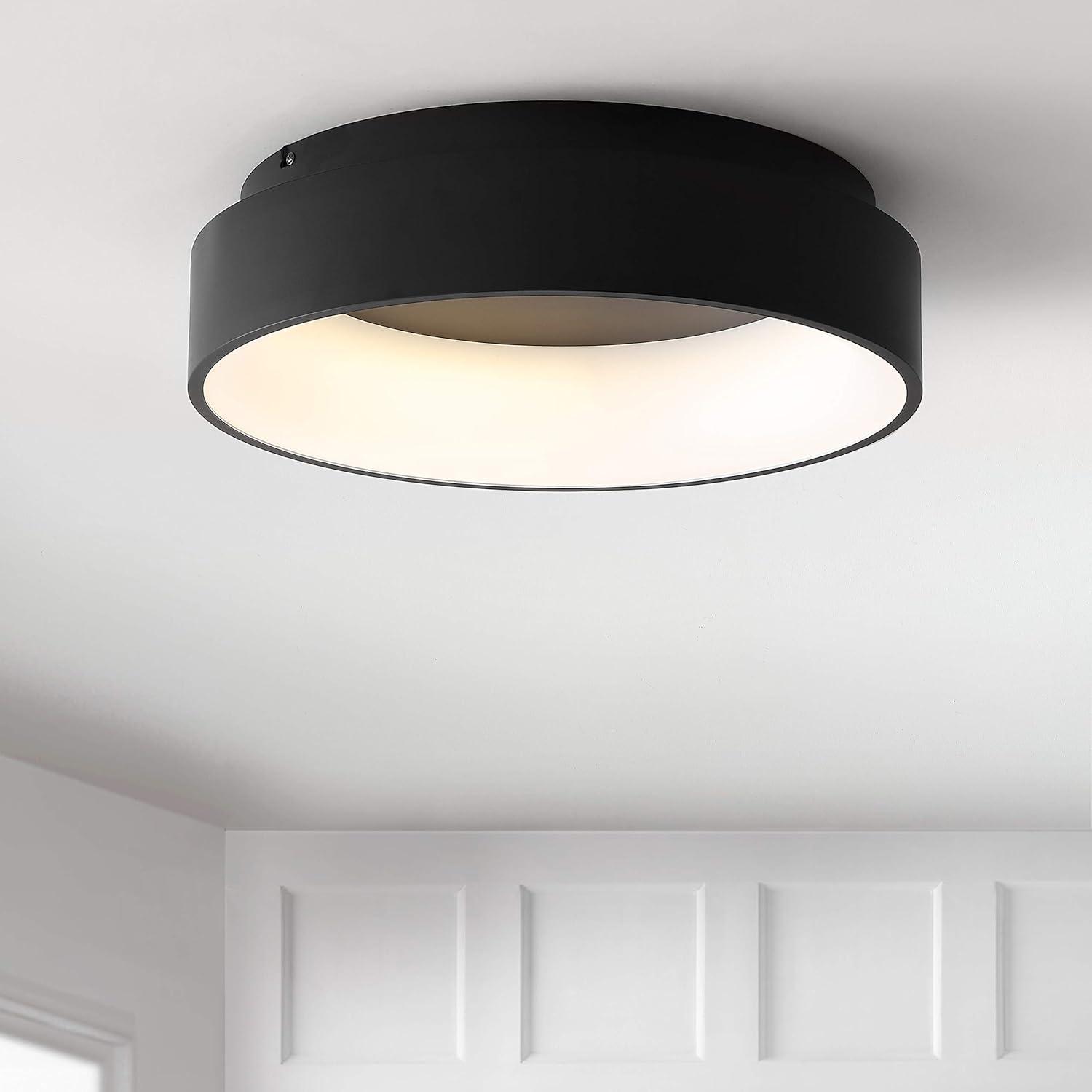 Ring 17.7" Integrated LED Metal Flush Mount Ceiling Light, Black