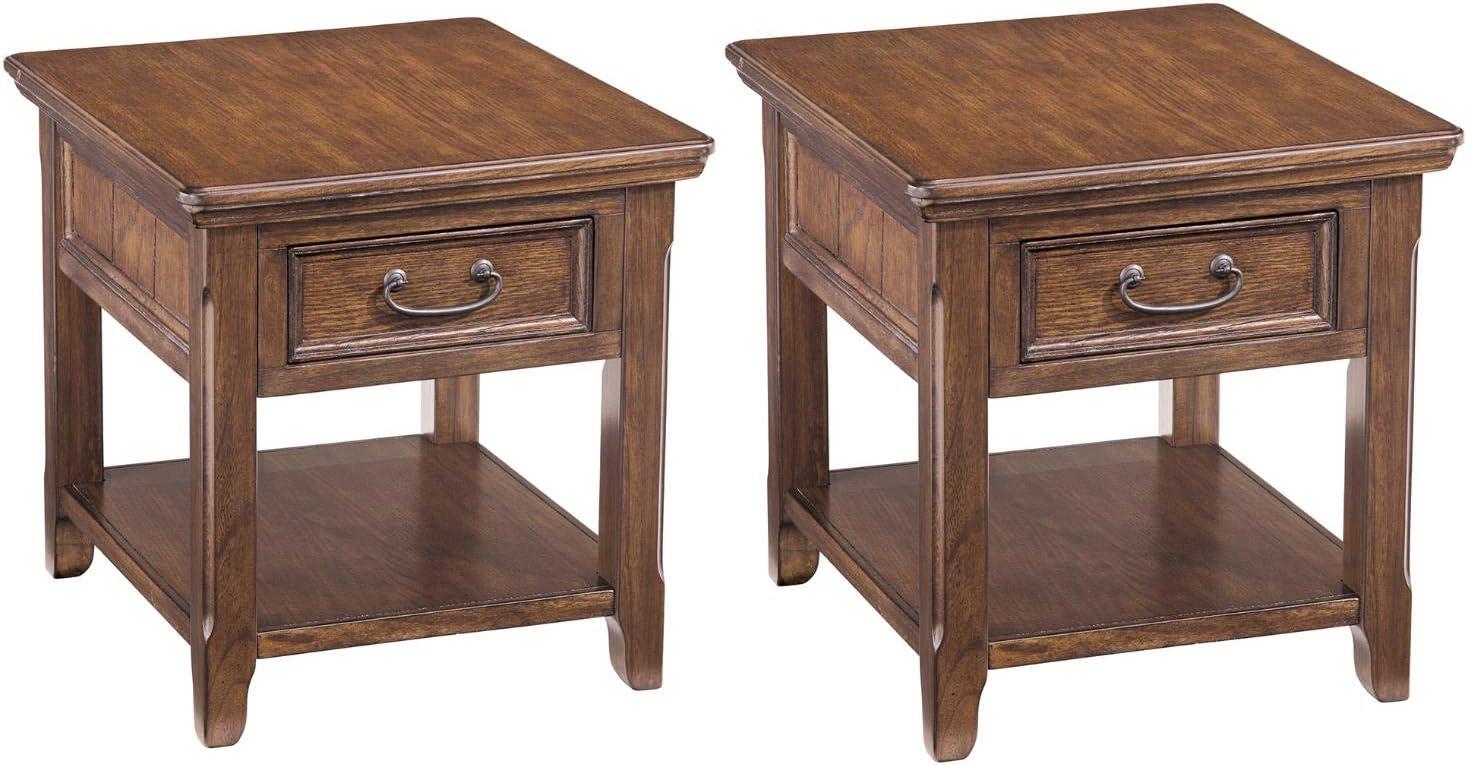 Woodboro Rustic Refined Brown Rectangular End Table with Storage