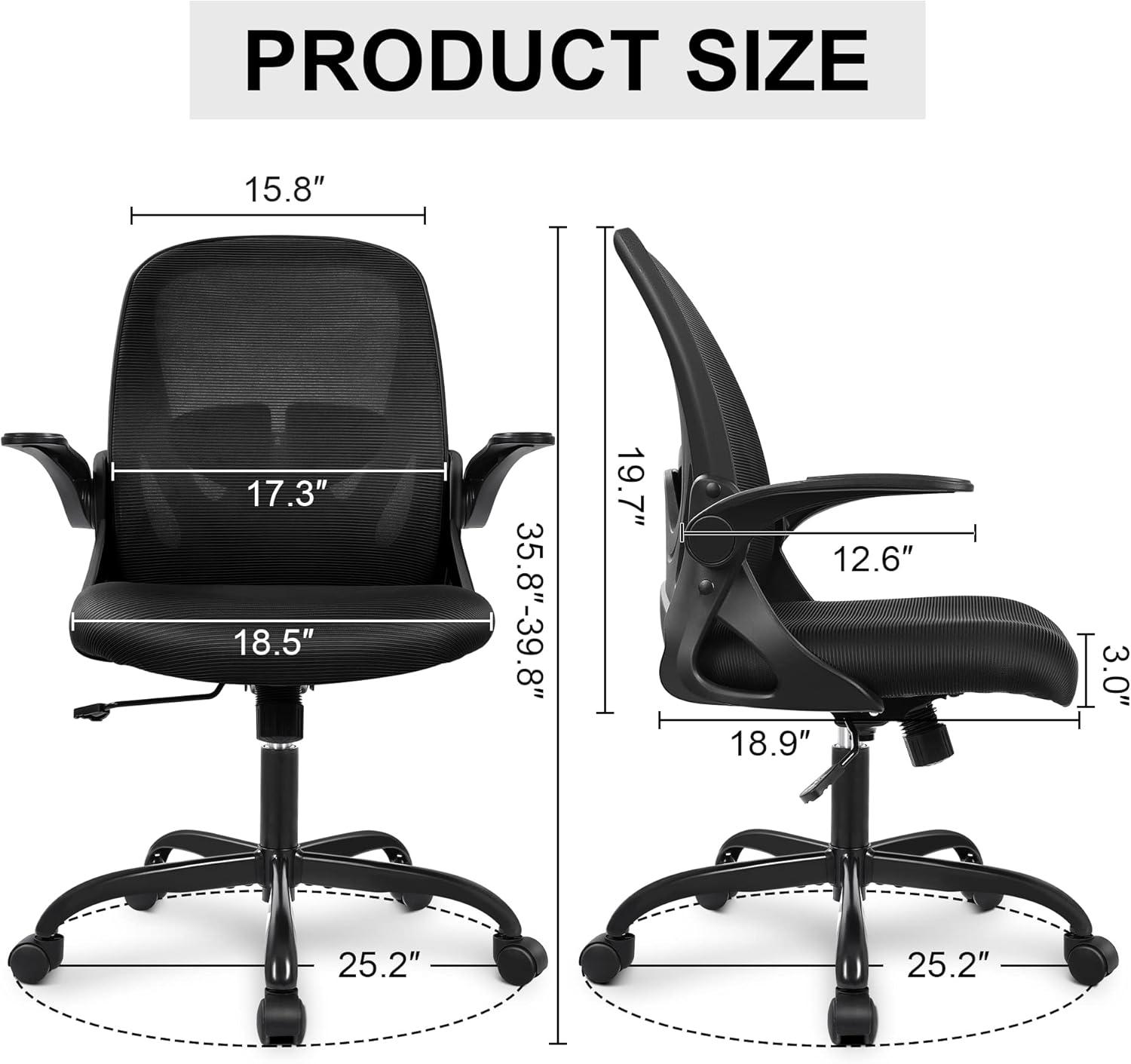 Black Mesh Ergonomic Office Chair with Adjustable Arms and Lumbar Support