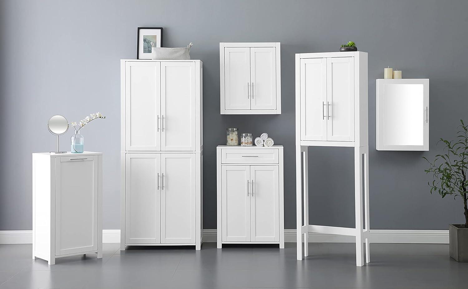 Sleek White Adjustable Over-the-Toilet Storage Cabinet