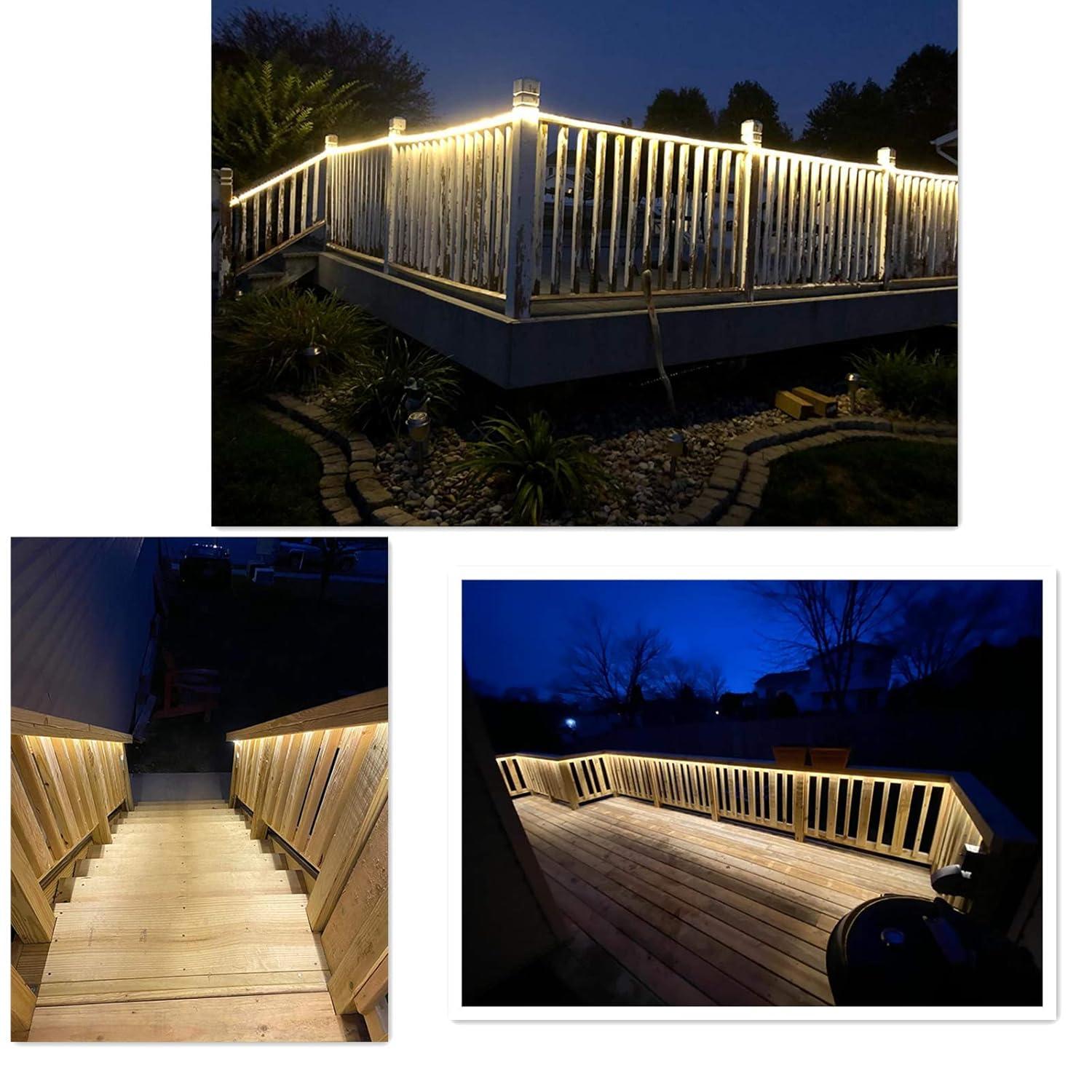 50Ft Led Rope Lights Outdoor, LED Strip Lights Outdoor Waterproof Decorative Lighting for Indoor/Outdoor, Deck, Eaves, Backyards Garden, Stairs Balcony Christmas Decoration(Warm White)