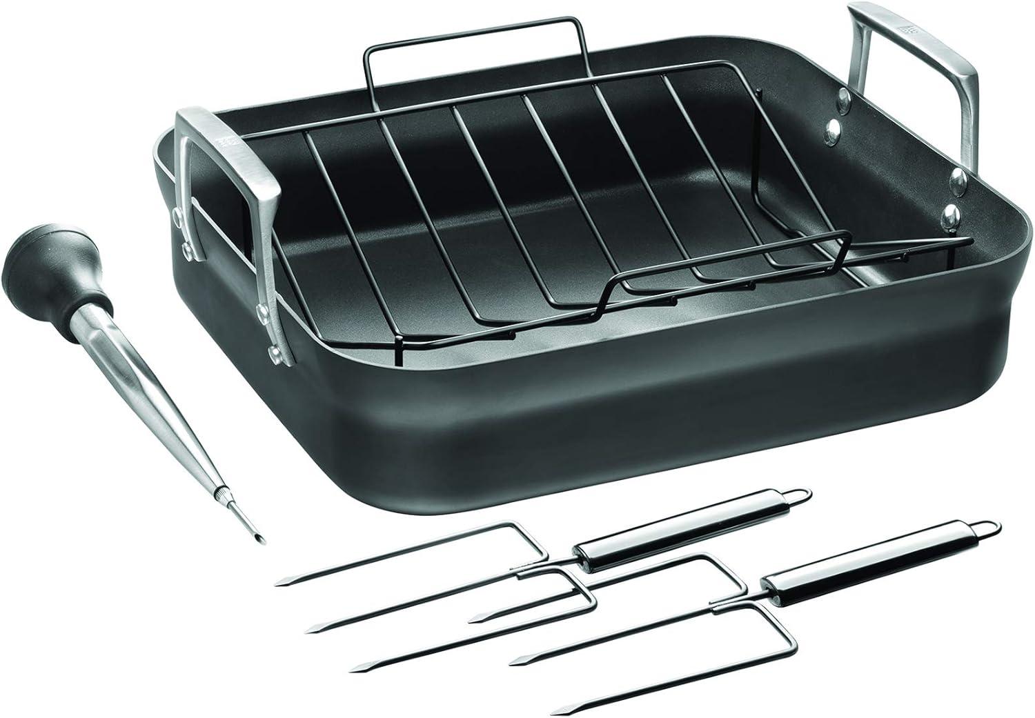ZWILLING Motion Hard Anodized 16 x 14-inch Aluminum Nonstick Roaster Pan w/ Rack & Tools