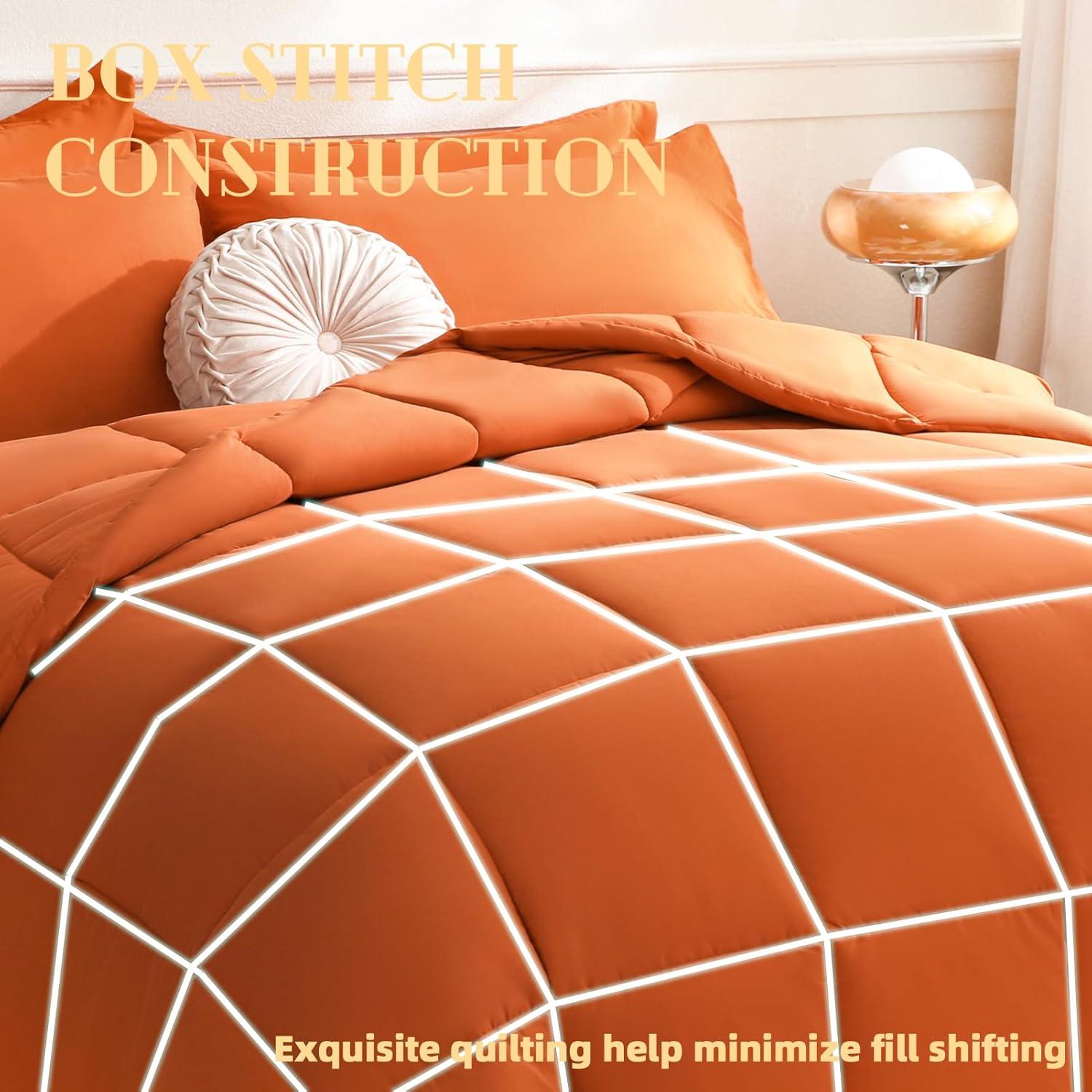 Cosybay Down Alternative Comforter (Burnt Orange, King) - All Season Soft Quilted King Size Bed Comforter - Duvet Insert with Corner Tabs - Winter Summer Warm Fluffy, 102x90 inches