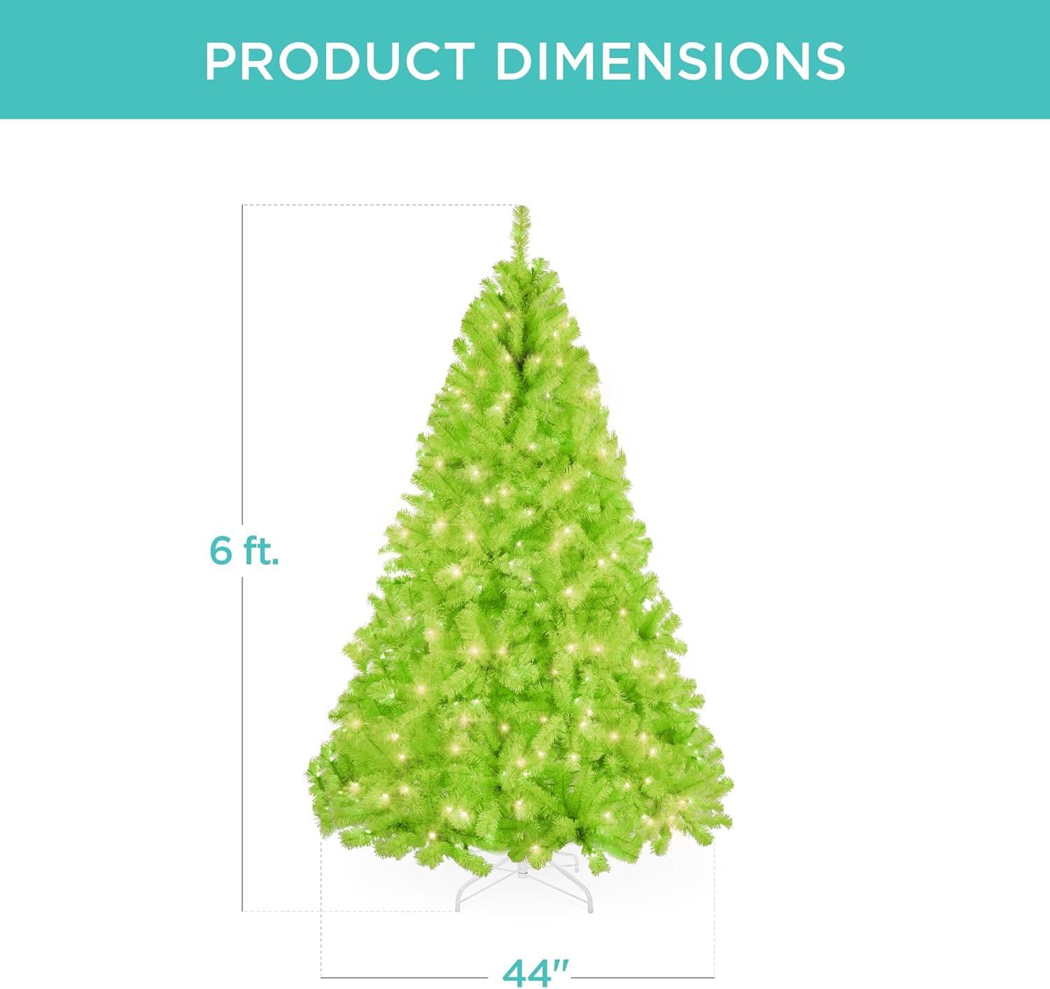 Best Choice Products 6ft Pre-Lit Lime Green Christmas Tree, Artificial Holiday Decoration w/ 250 Lights
