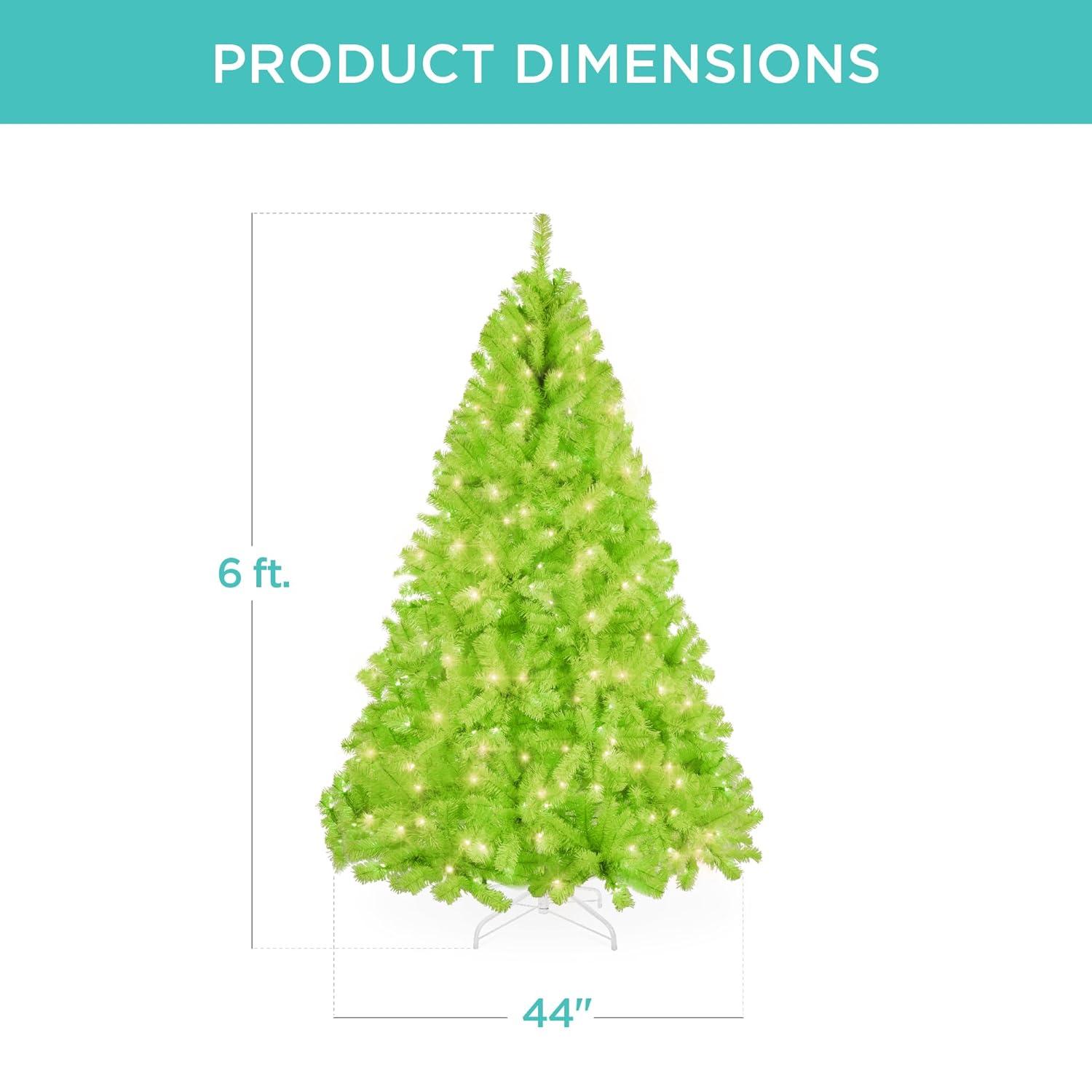 Best Choice Products 6ft Pre-Lit Lime Green Christmas Tree, Artificial Holiday Decoration w/ 250 Lights