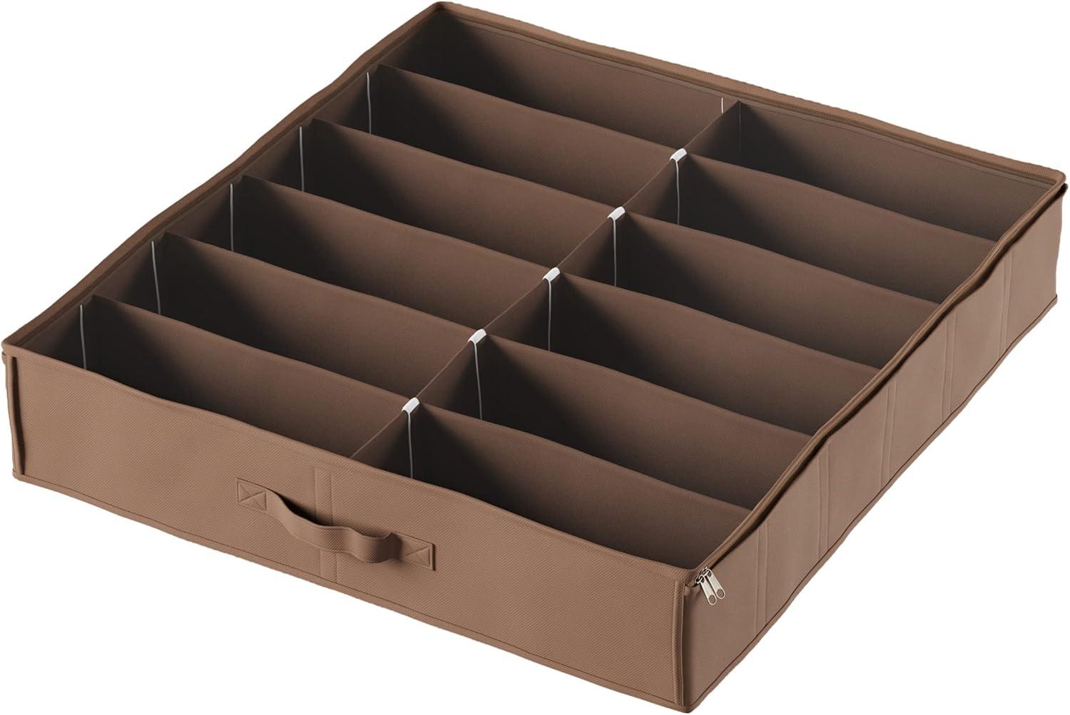 Everyday Home Under-Bed Plastic-Covered 12-Pair Shoe Organizer (Brown)