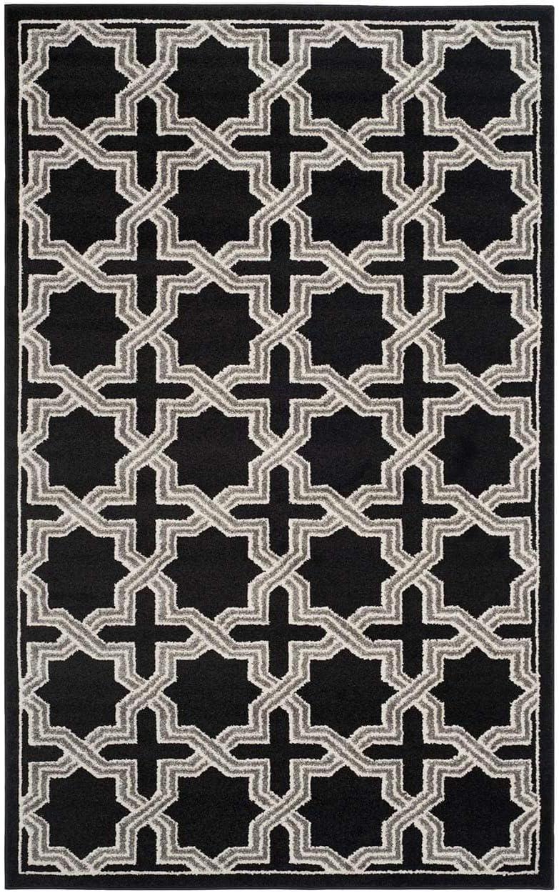 Anthracite & Grey Geometric 4' x 6' Easy-Care Area Rug