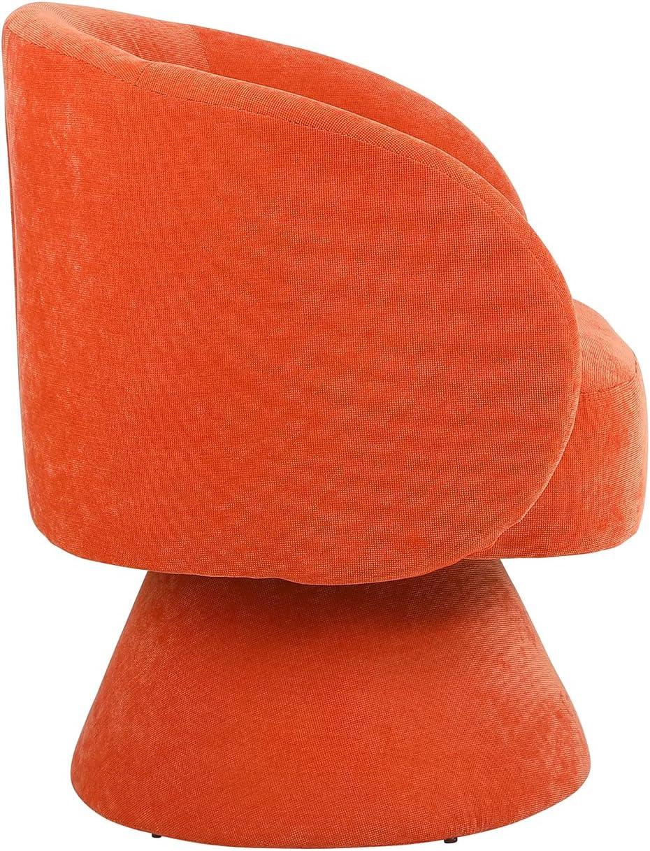 IDEASY Swivel Round Barrel Chair, 360-Degree Accent Armchair for Living Room, Bedroom, 26.4" x 24.2" x 30.7", Linen, Orange