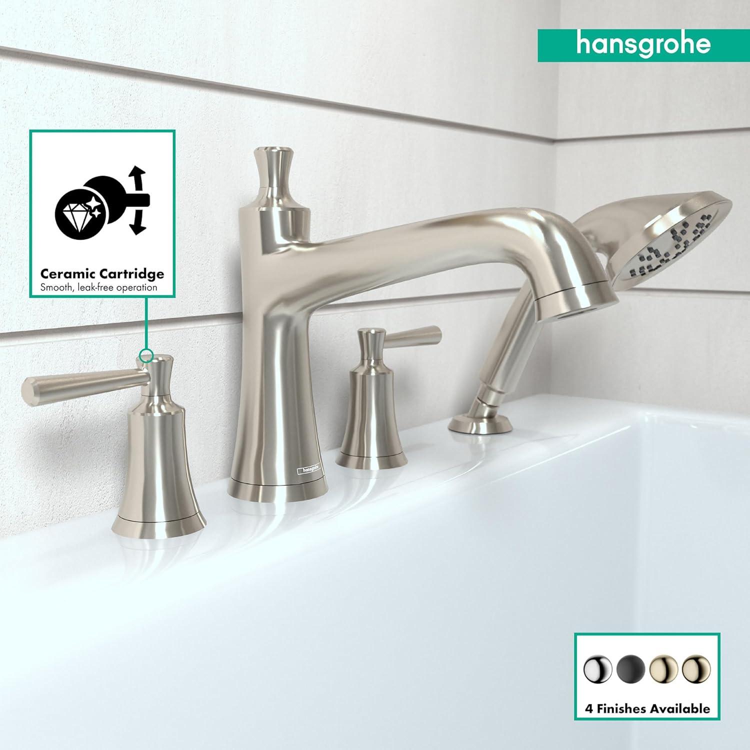 Joleena Double Handle Deck Mounted Roman Tub Faucet Trim with Diverter and Handshower