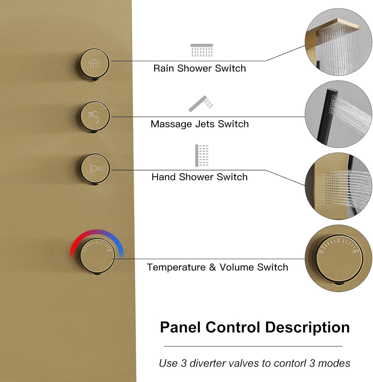 52.55'' Shower Panel with Fixed Shower Head