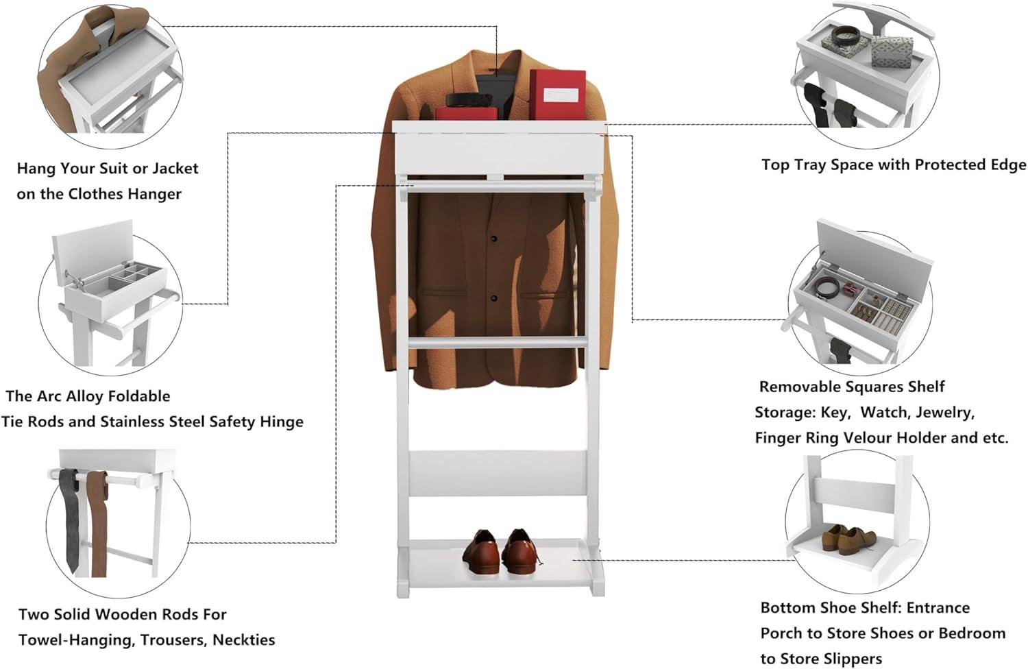 Lark Manor™ Portable Garment Rack Clothes Valet Stand With Storage Organizer Table Entryway Organizer Garment Rack