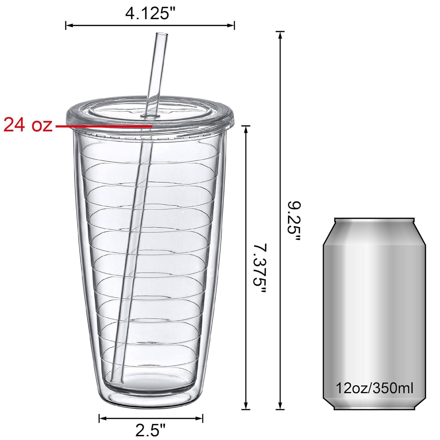 Amazing Abby - Alaska - 24-Ounce Insulated Plastic Tumblers (Set of 4), Double-Wall Plastic Drinking Glasses, All-Clear Reusable Plastic Cups, BPA-Free, Shatter-Proof, Dishwasher-Safe