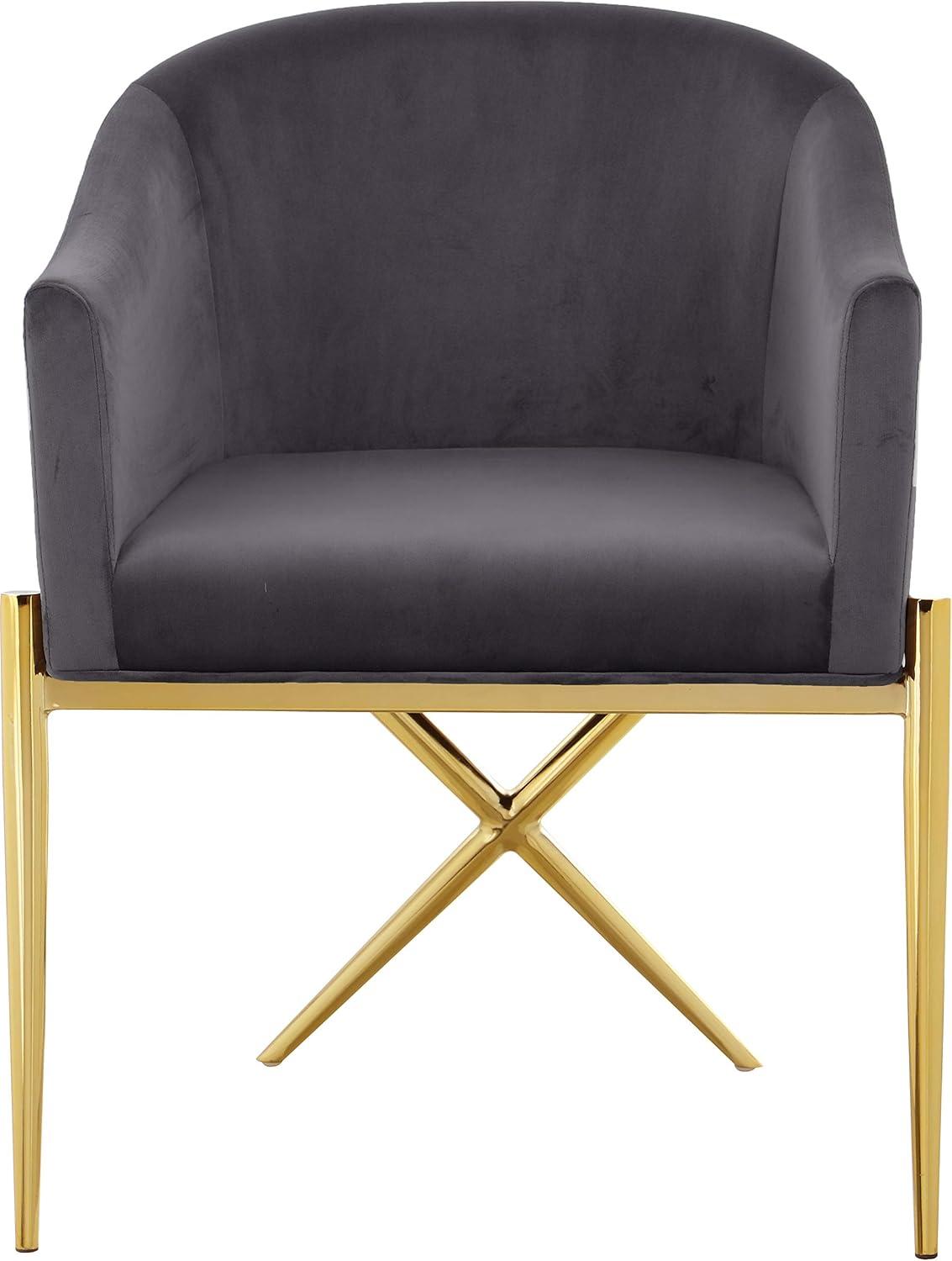 Meridian Furniture Modern 19.5"H Velvet Dining Chair in Gray/Gold