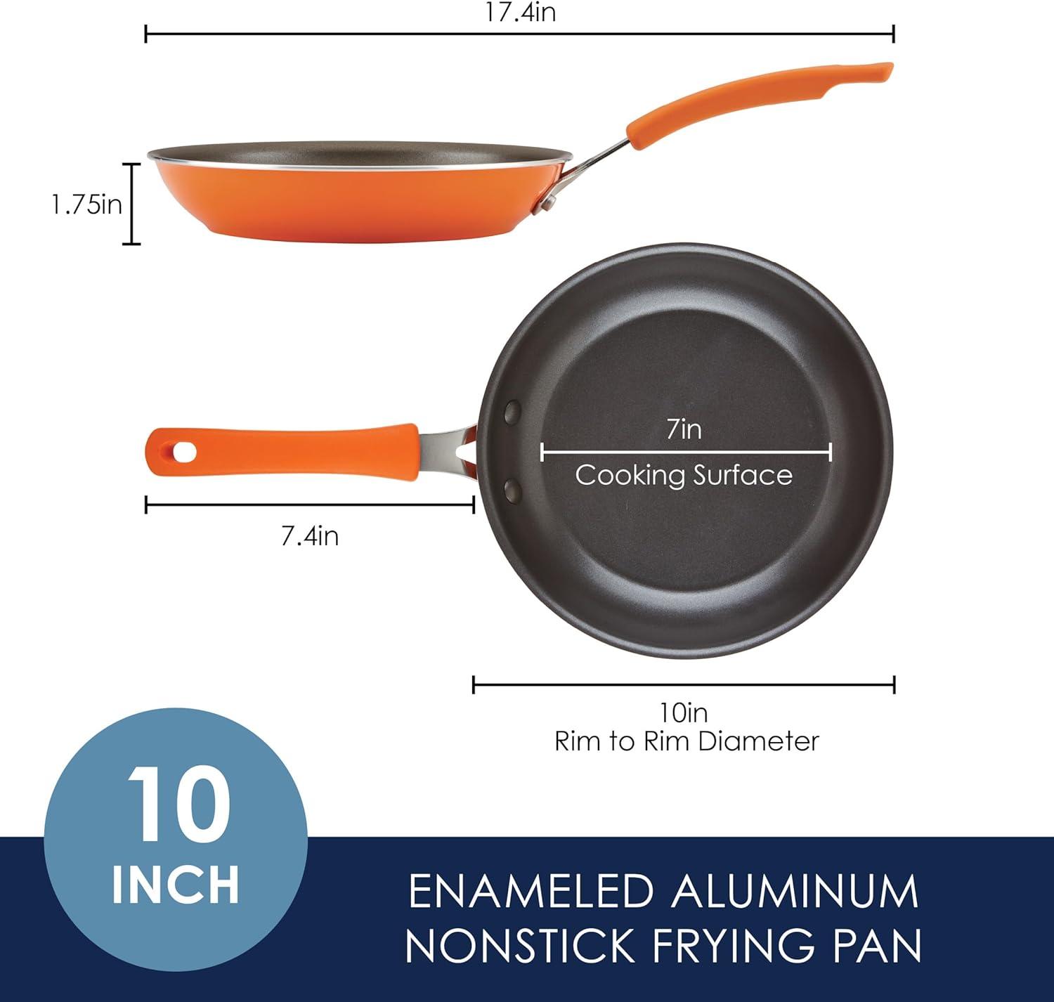 Rachael Ray Cook & Create Aluminum Nonstick Frying Pan / Skillet / Fry Pan, 10 Inch, Orange