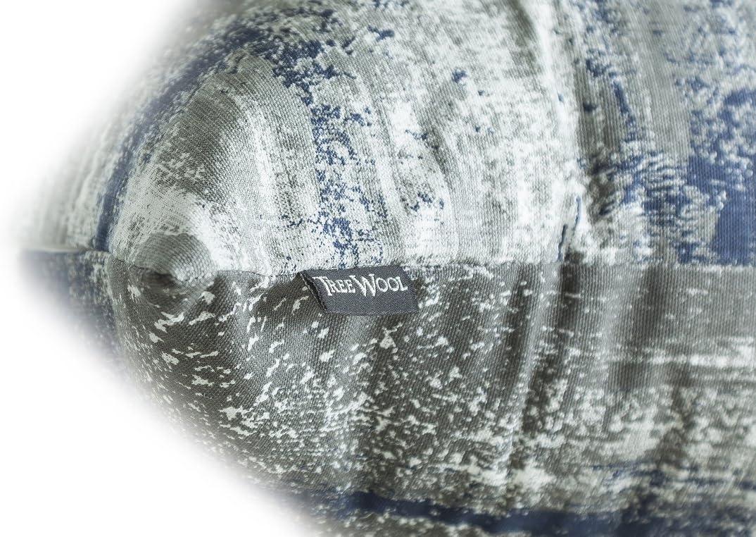 TreeWool (Pack of 2) Brush Art Accent Decorative Square Cotton Throw Pillow Covers (22 x 22 inches, Navy Blue)