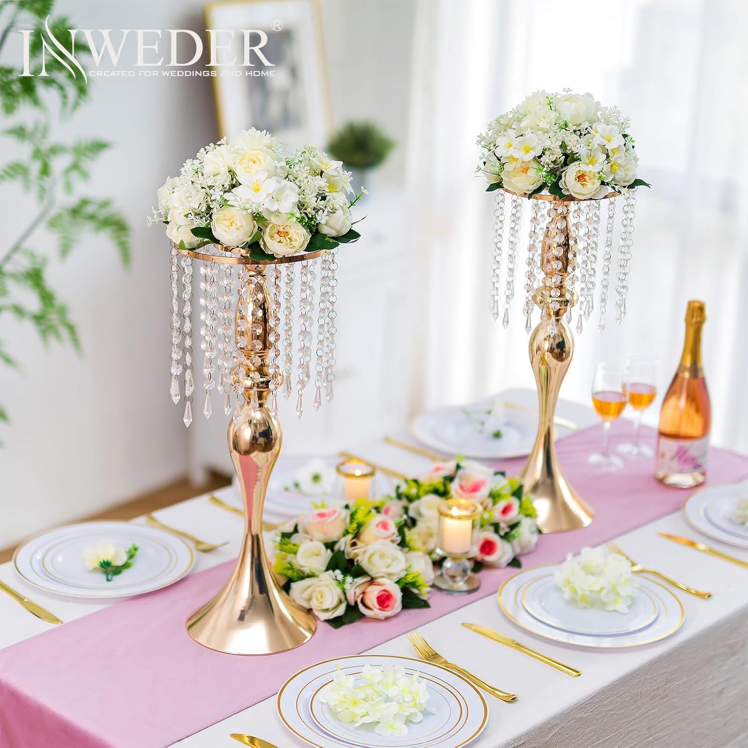 Nuptio Set of 10 White Rose Artificial Flower Kissing ball, 15 Heads Fake Peony Silk Flowers Bouquet for Centerpiece Wedding Birthday Party Home Table Decor