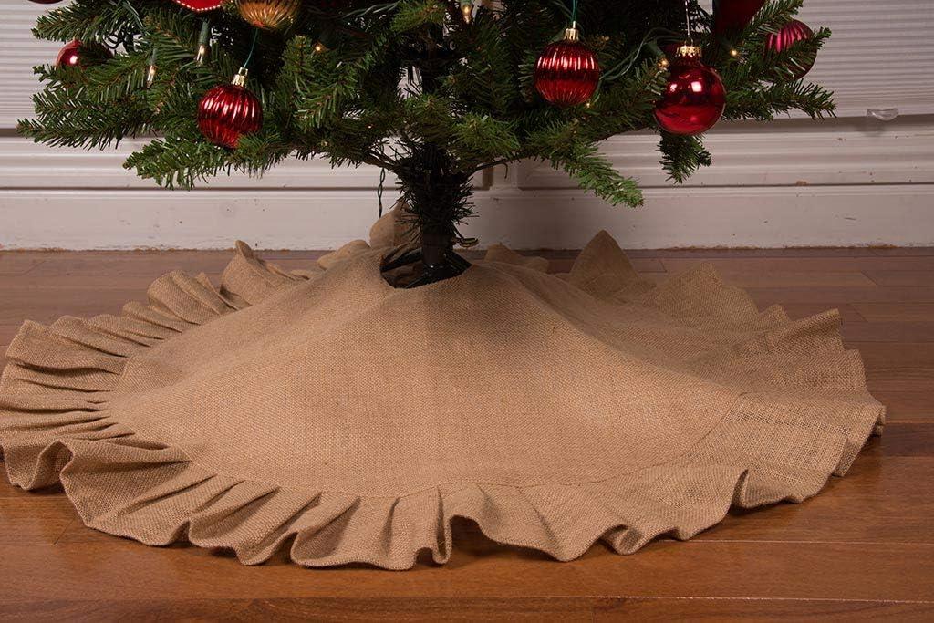 36" Natural Tan Christmas Tree Skirt with Ruffled Edge by Primitive Home Decors