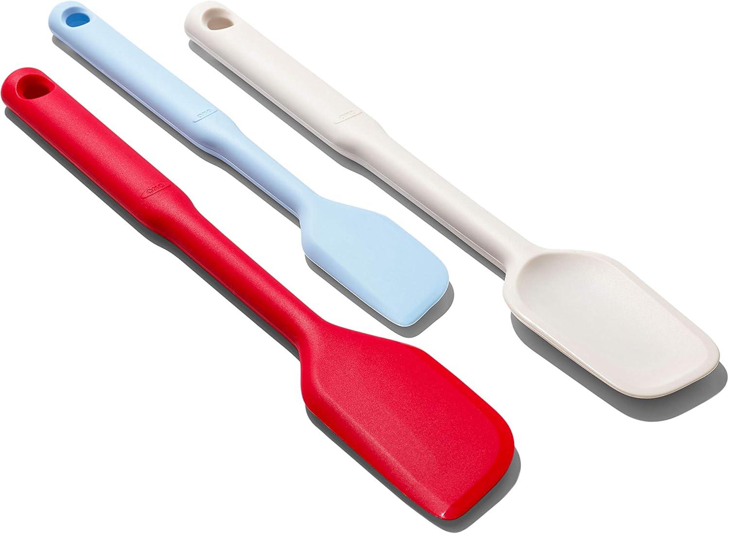 Multicolor Silicone 3-Piece Spatula Set with Non-Slip Handles