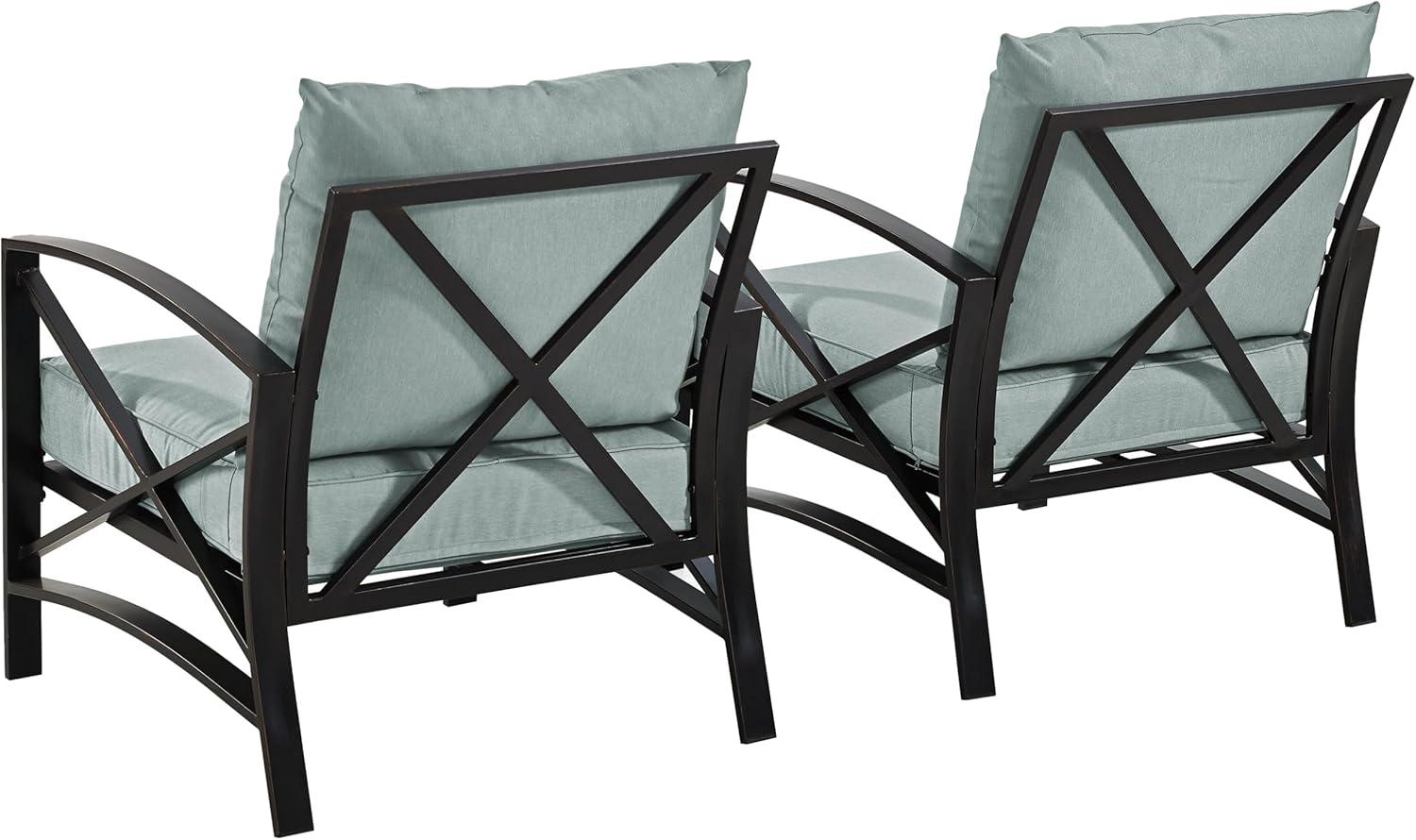 2pc Kaplan Outdoor Chair Set Mist - Crosley: Steel Frame Patio Seating with UV-Resistant Cushions