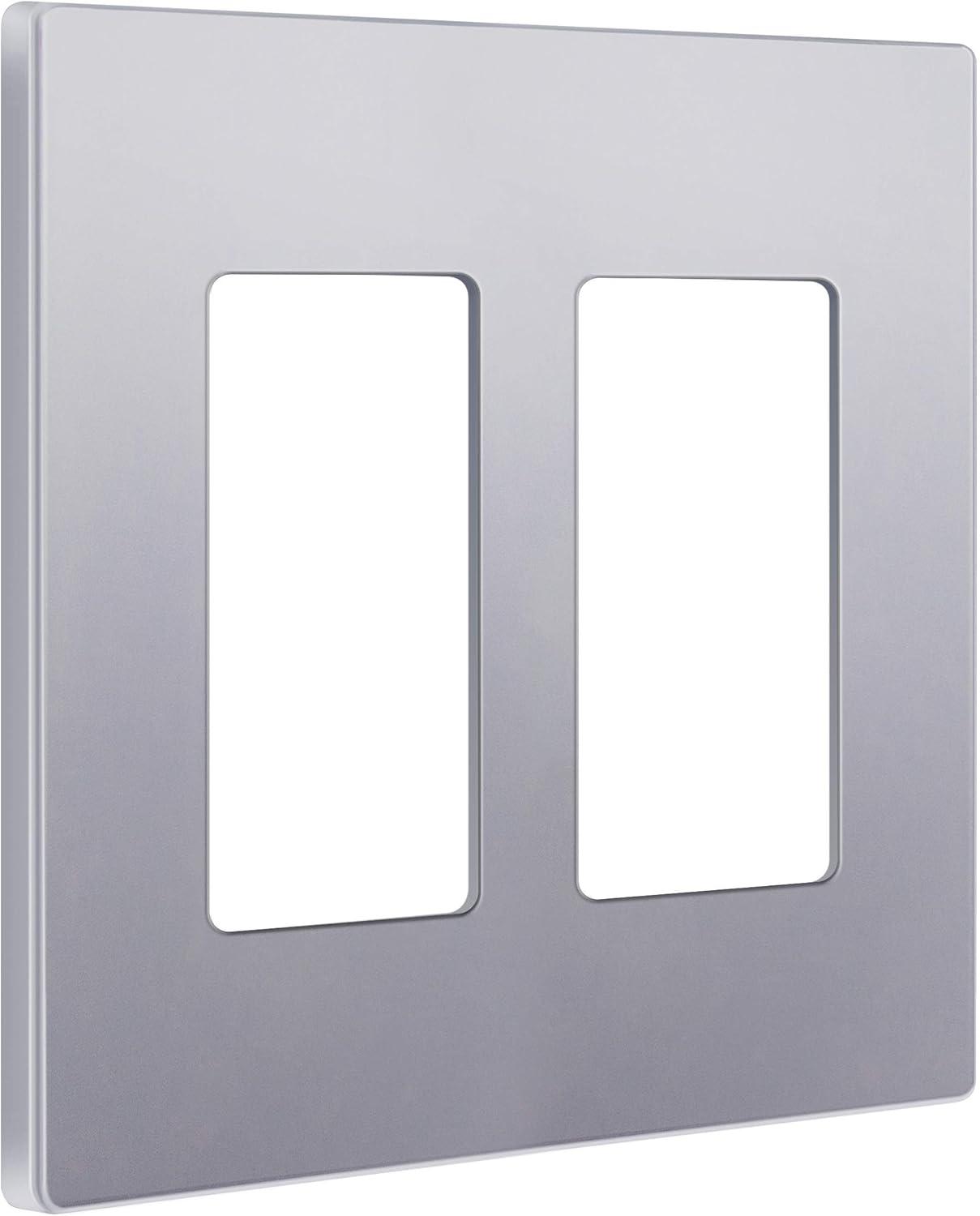 Silver 2-Gang Screwless Decorator Wall Plate