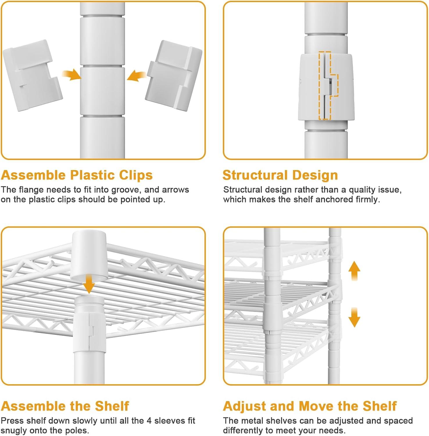 Ulif E7 Heavy Duty Garment Rack, Clothes Organizer and Storage Rack with Expandable Hangers, Metal Clothing Rack with 6 Wire Shelves, (52.3"-72") W x 14.5" D x 71.2" H, Load 838 LBS, White