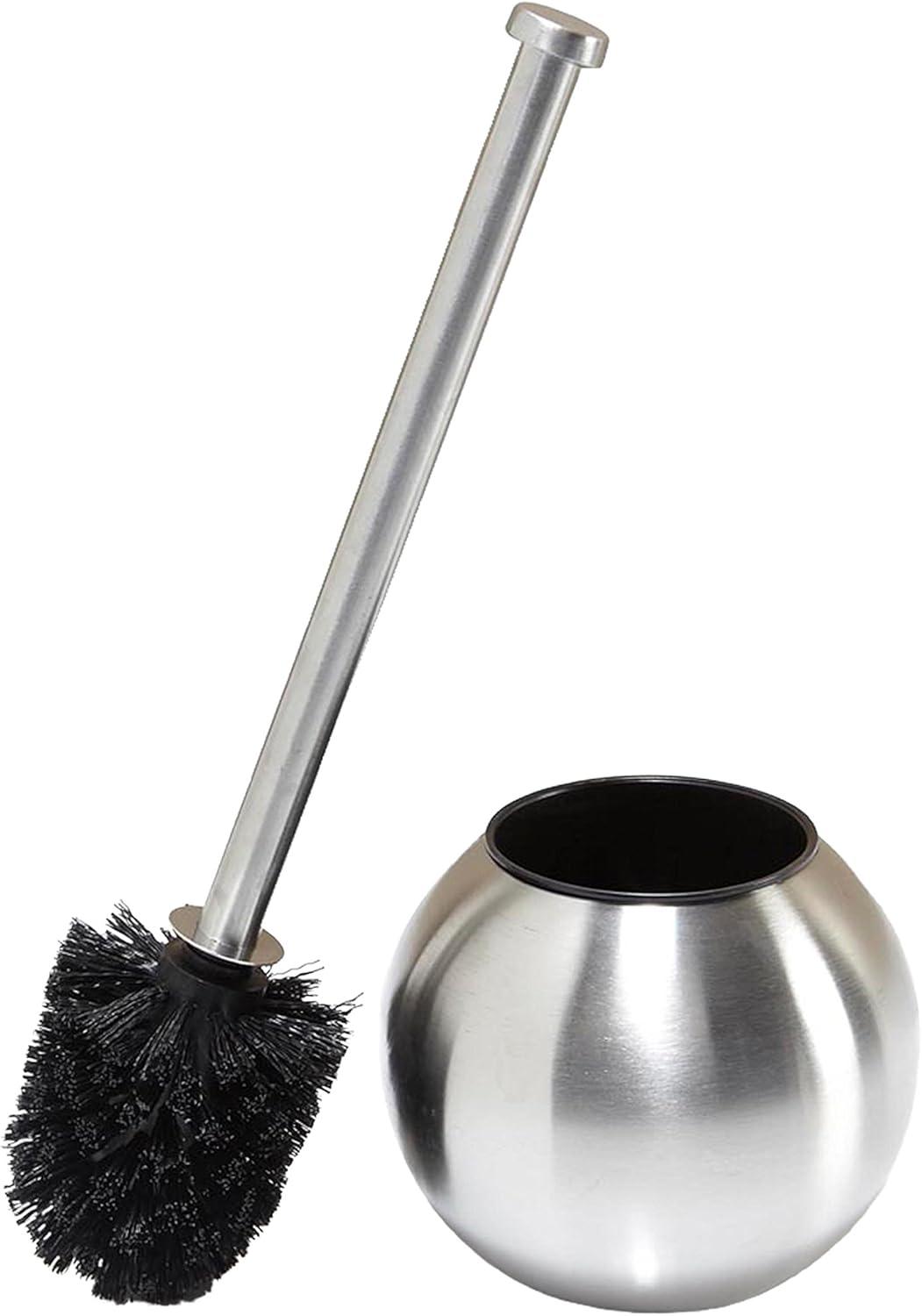 Globe Design Toilet Brush and Holder Stainless Steel - Bath Bliss