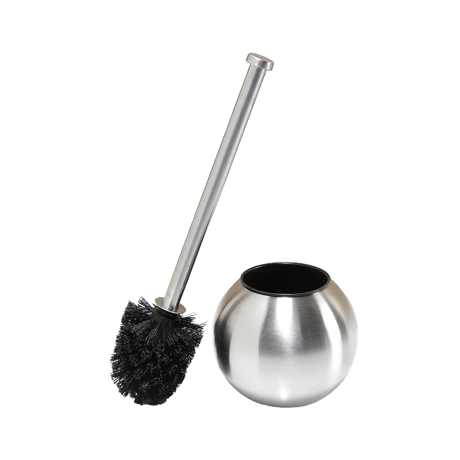 Globe Design Toilet Brush and Holder Stainless Steel - Bath Bliss