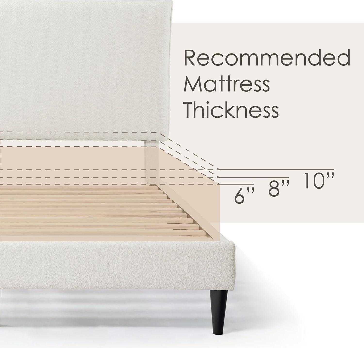 24/7 Shop At Home Queen Heartwild Modern Boucle Upholstered Pillow Headboard Platform Bed: Smooth Finish & Wood Frame