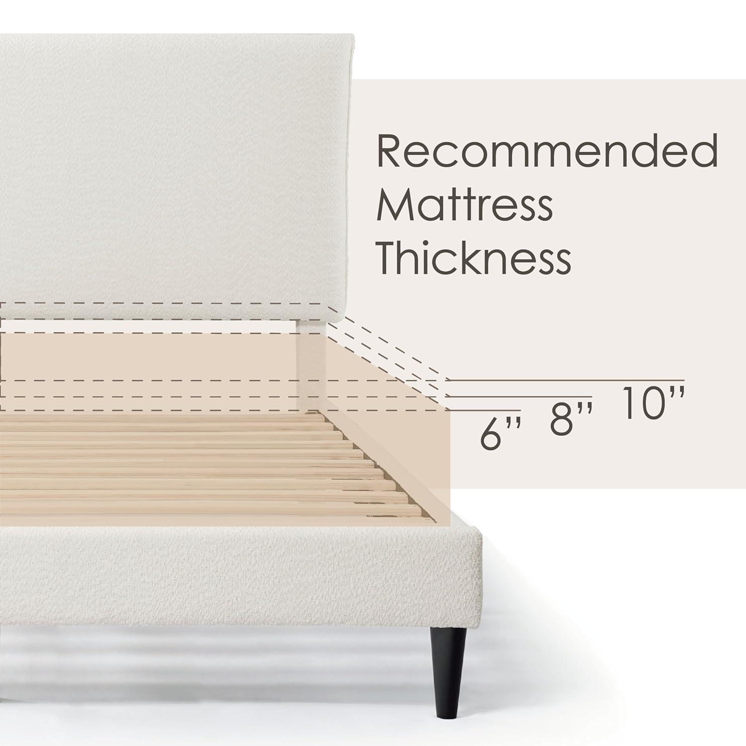 24/7 Shop At Home Queen Heartwild Modern Boucle Upholstered Pillow Headboard Platform Bed: Smooth Finish & Wood Frame