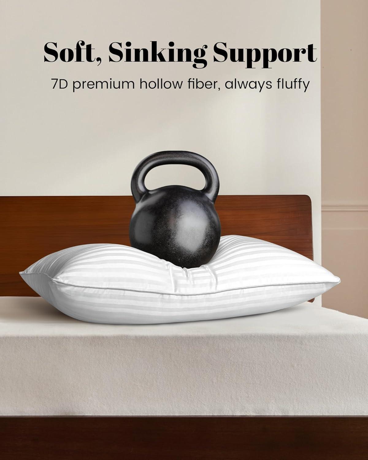 Hotel Collection Bed Pillows For Sleeping, Bed Pillows Queen Size Set Of 2,Gusseted Pillow For Back, Stomach Or Side Sleepers