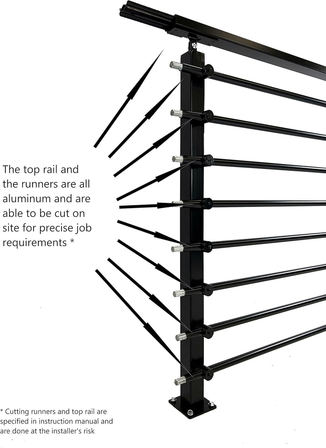 Adjustable Black Stainless Steel Stair Railing System