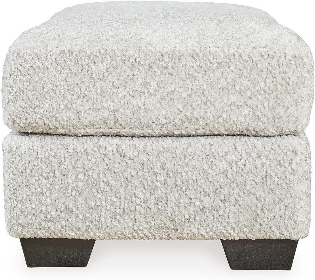 Contemporary White Plush Fabric Ottoman